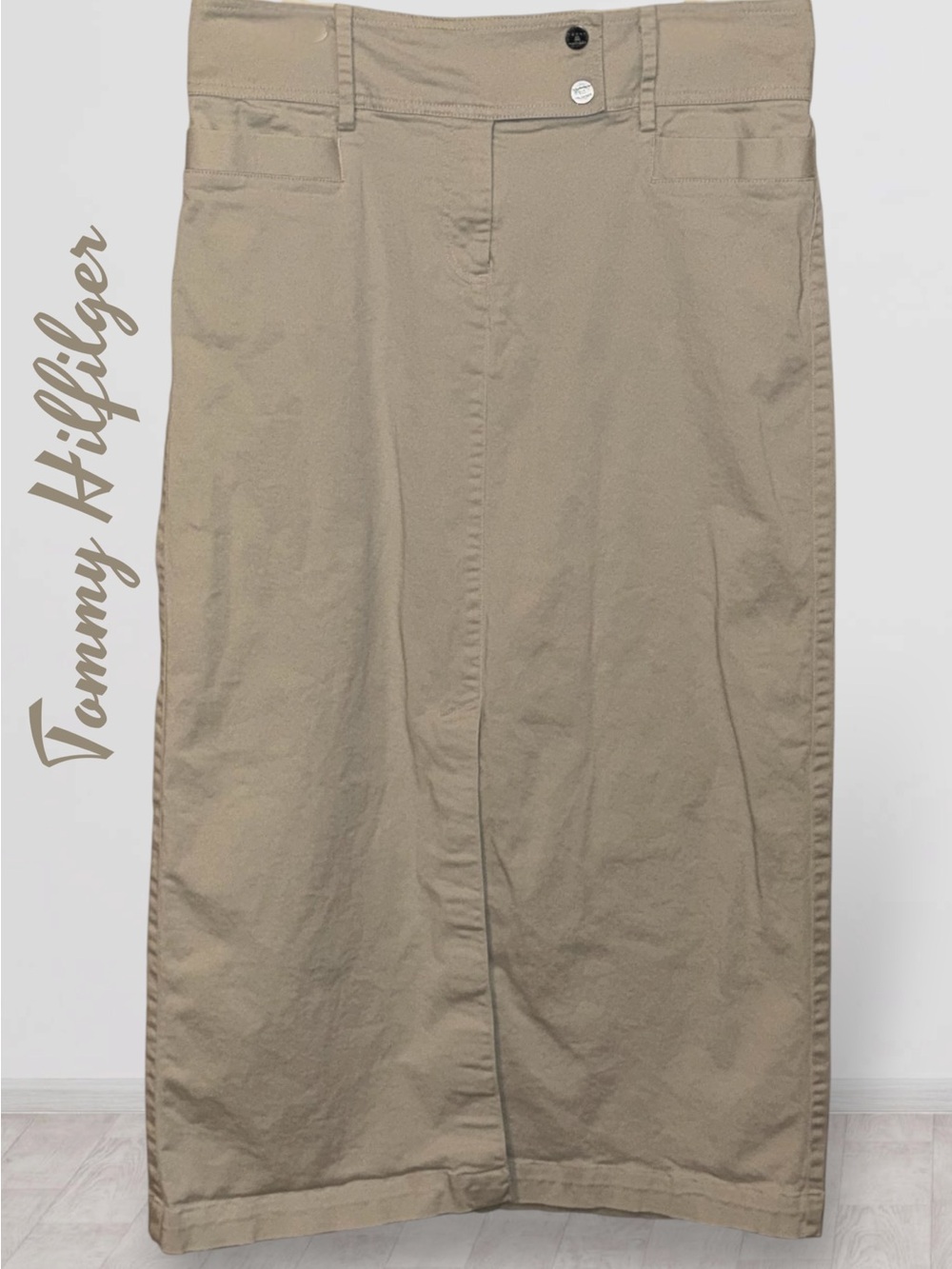 🌼Tommy Hilfiger Stretch Beige/Tan Straight Maxi Skirt